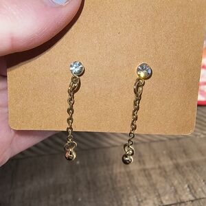 Gold Chain Earrings with Crystal Accents